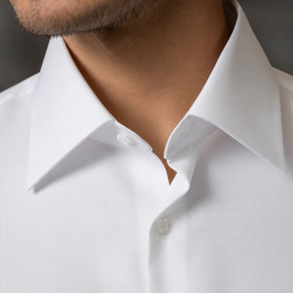 Caprinno Stretch-Hemd detail collar macro